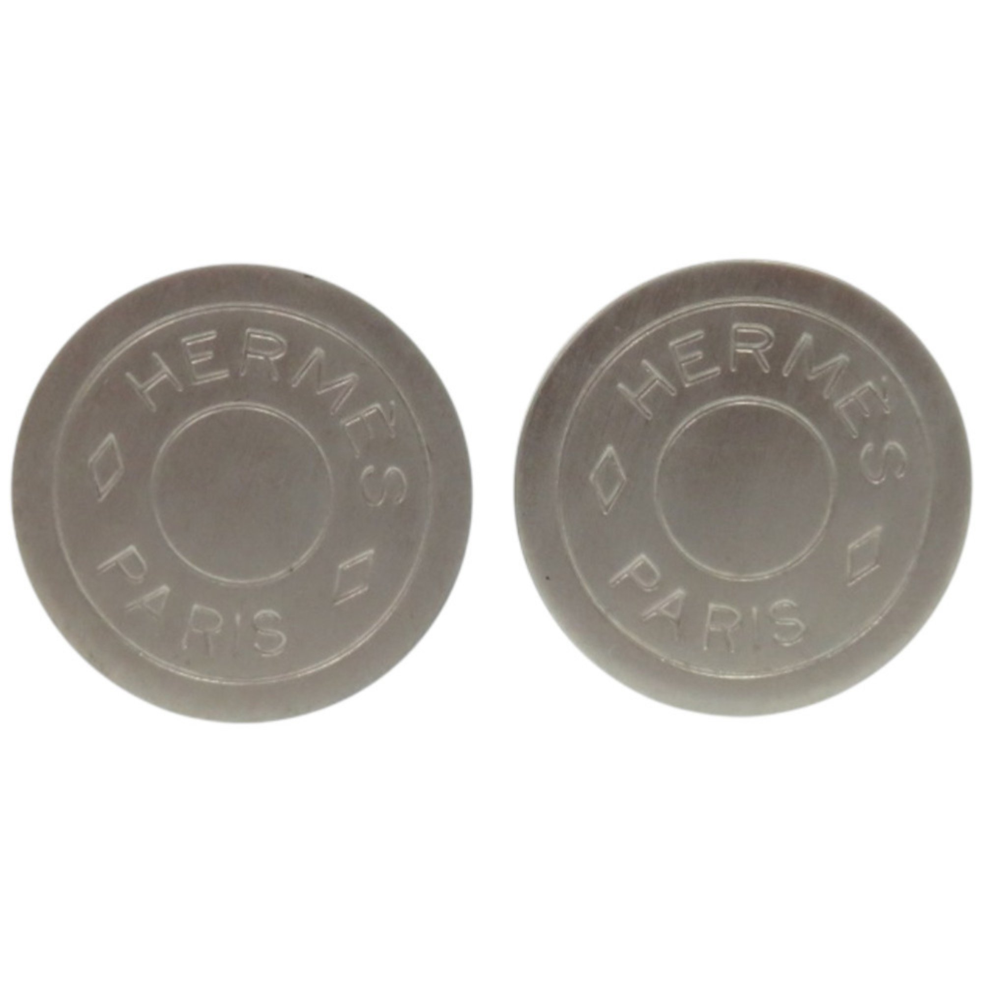 Hermes Serie Matte Metal Silver Earrings 0181 Hermes